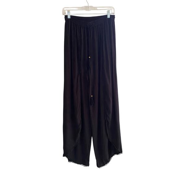 Angie Gauzy Black Pants Tassel Pull-On WhimsiGoth Forest Fairy Grunge Boho M L - Picture 2 of 12